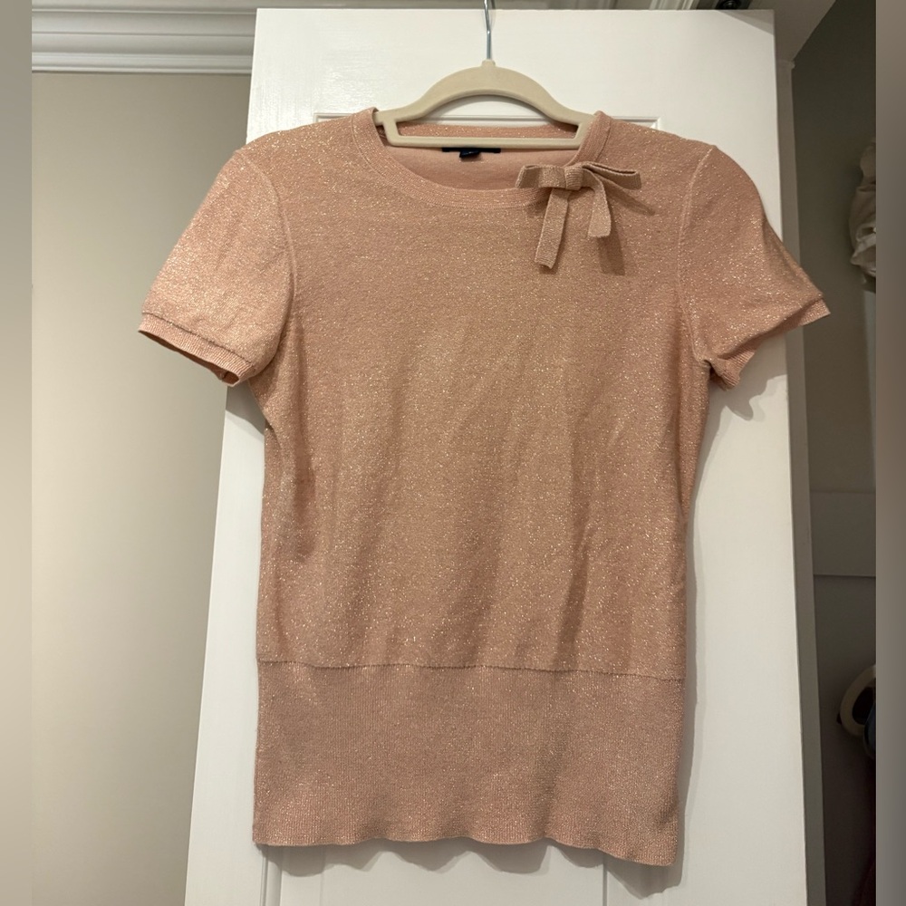 Brooks Brothers Shimmering Dusty Rose Short Sleeve Sweater